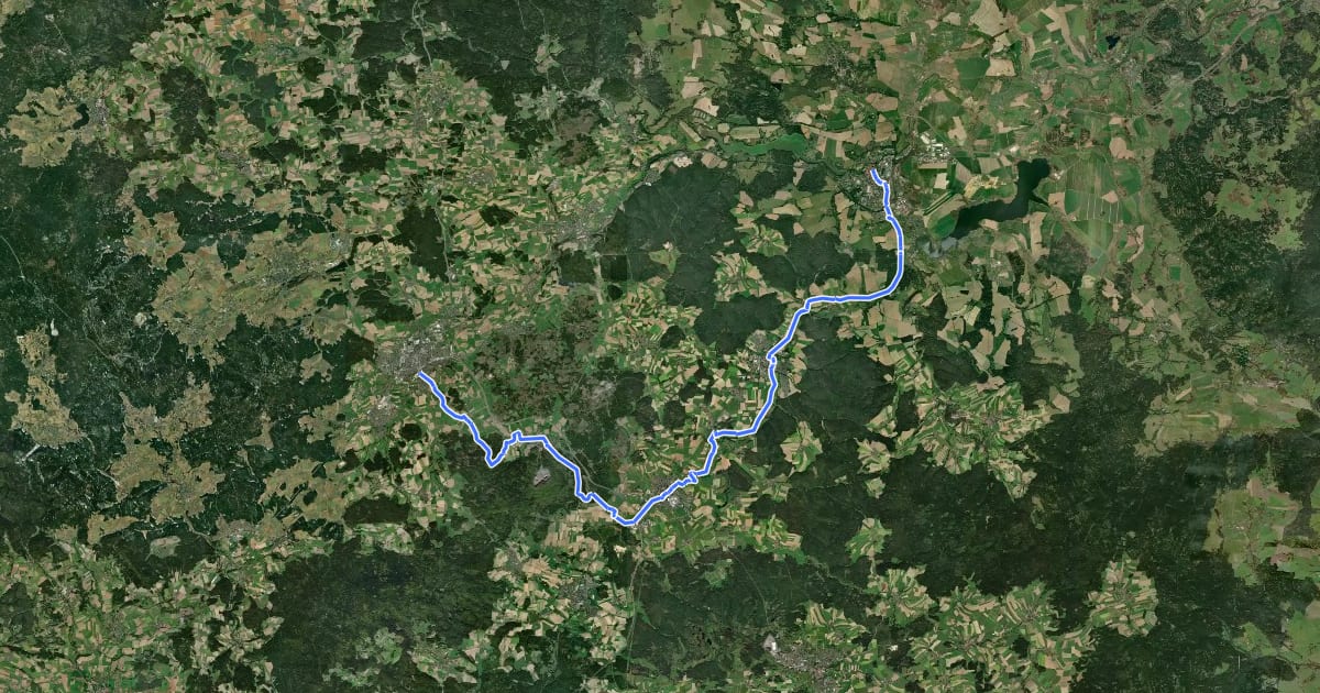 Маршрут Radroute Wallenstein Radweg Südroute на спутниковом снимке