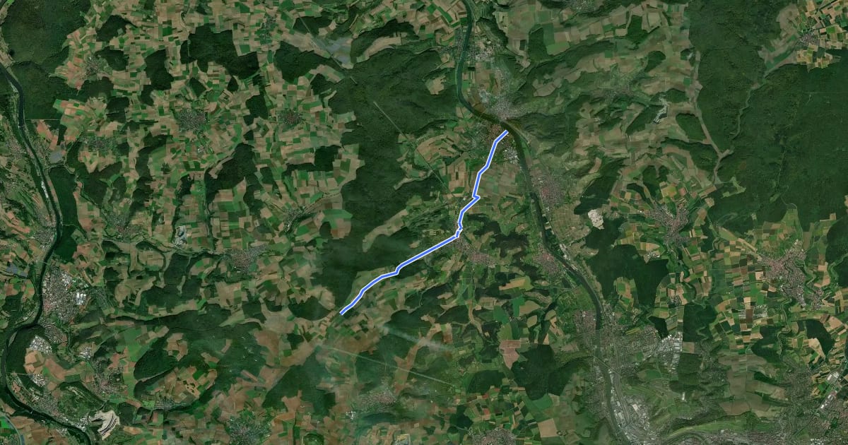 Маршрут Radroute Zellingen-Leinach-Johannishof на спутниковом снимке