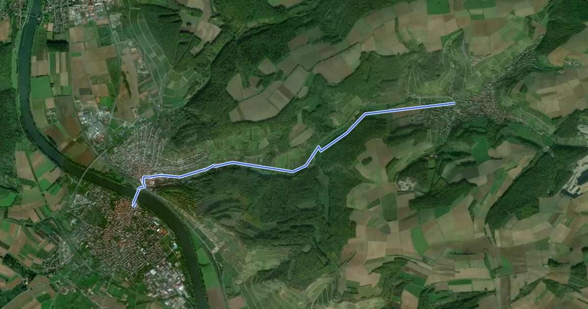 Маршрут Radroute Zellingen-Retzstadt на спутниковом снимке