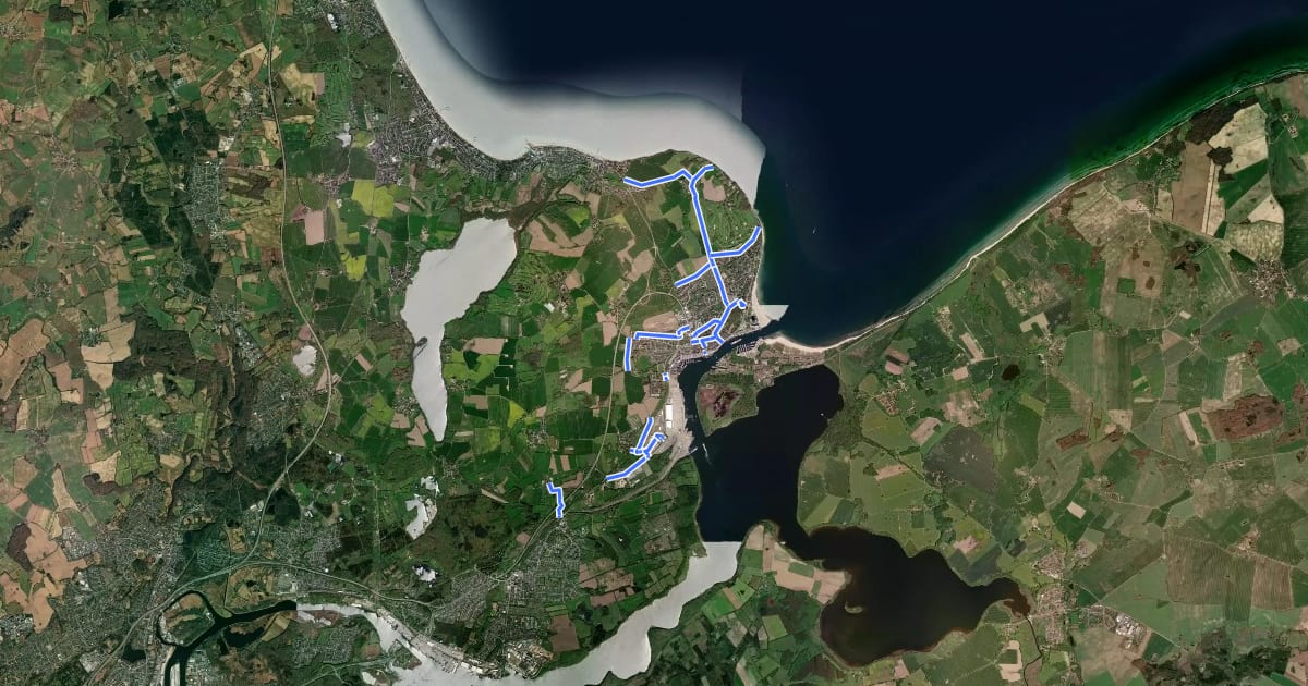 Маршрут Radrouten Lübeck-Travemünde - Netzergänzungen на спутниковом снимке