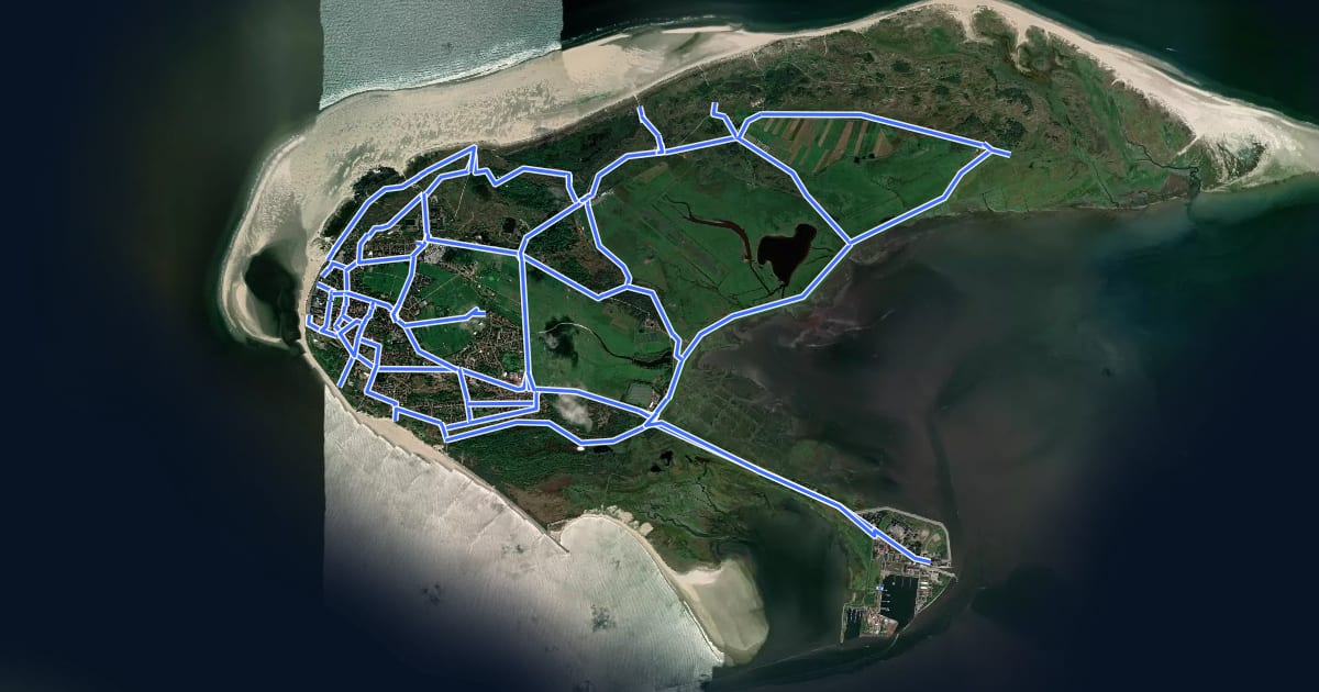 Маршрут Radroutennetz Borkum на спутниковом снимке