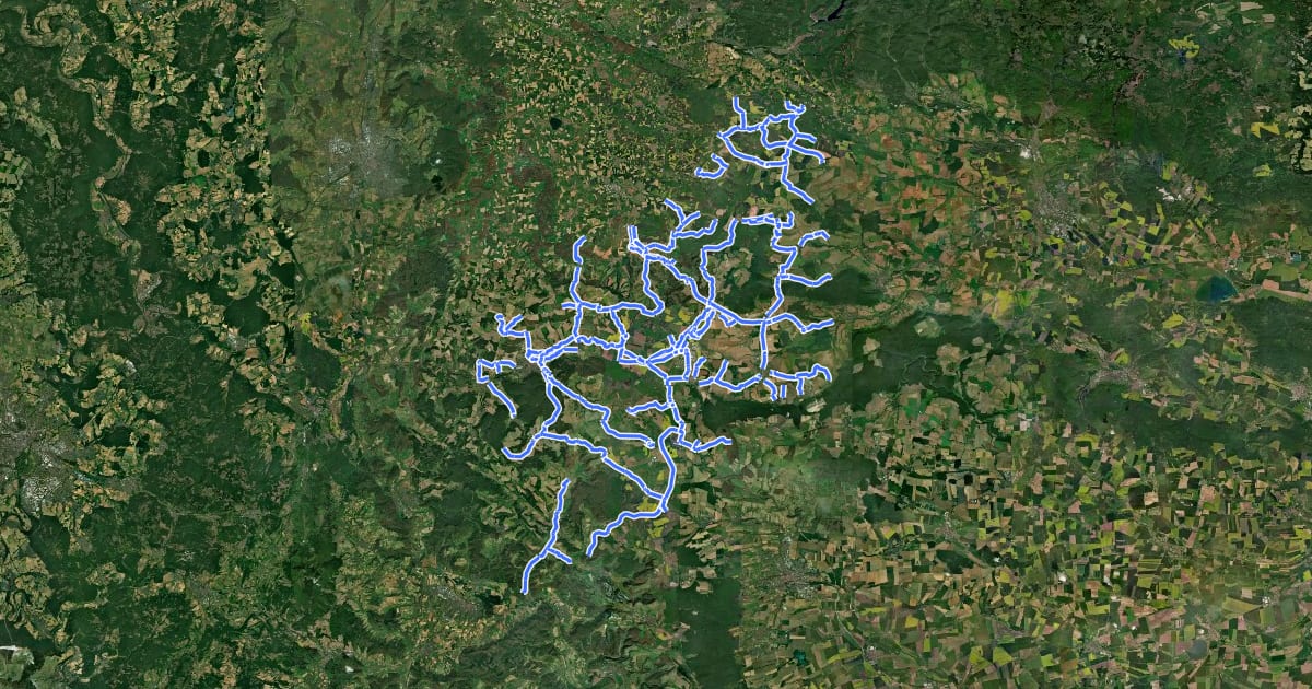 Маршрут Radroutennetz Eichsfeld на спутниковом снимке