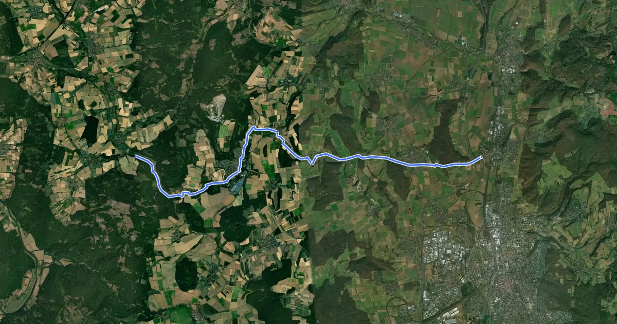 Маршрут Radroutennetz Landkreis GÖ R1 на спутниковом снимке