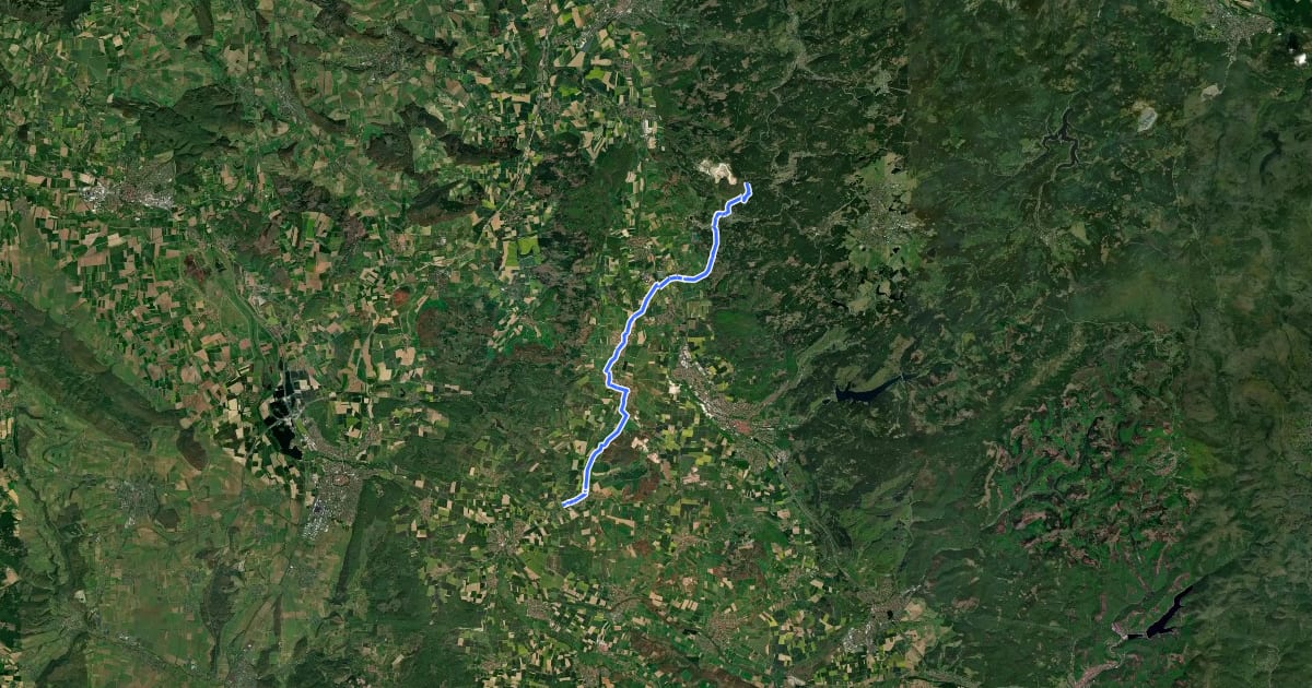 Маршрут Radroutennetz Landkreis GÖ R102 на спутниковом снимке