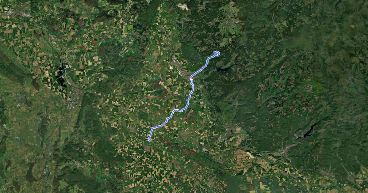 Маршрут Radroutennetz Landkreis GÖ R104 на спутниковом снимке