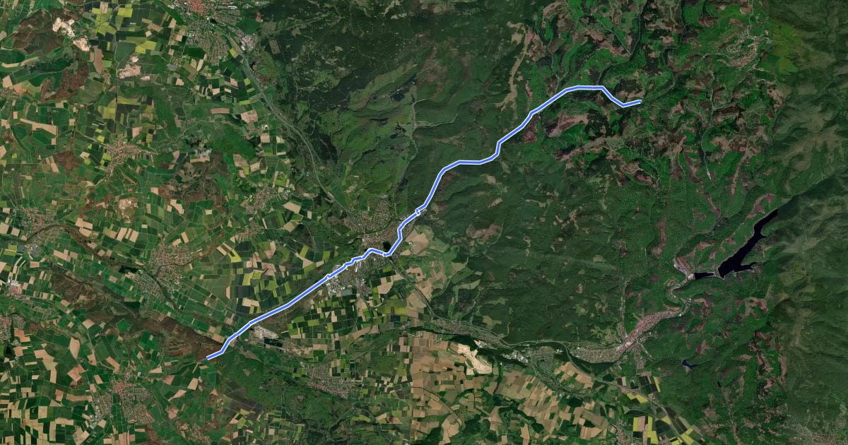 Маршрут Radroutennetz Landkreis GÖ R106 на спутниковом снимке