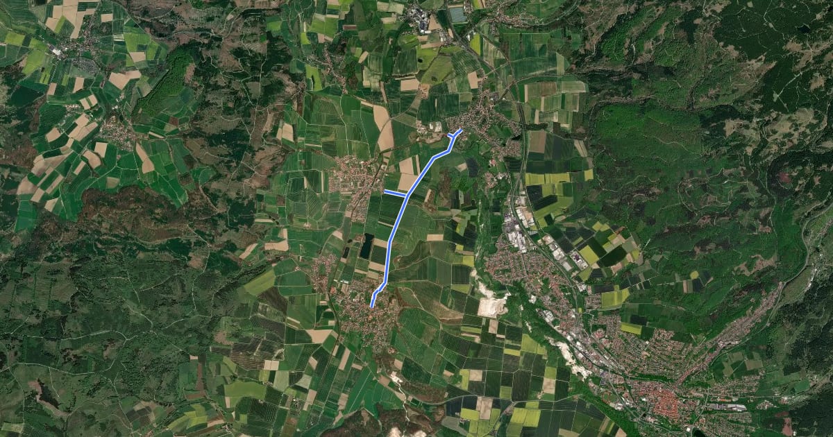 Маршрут Radroutennetz Landkreis GÖ V105 на спутниковом снимке