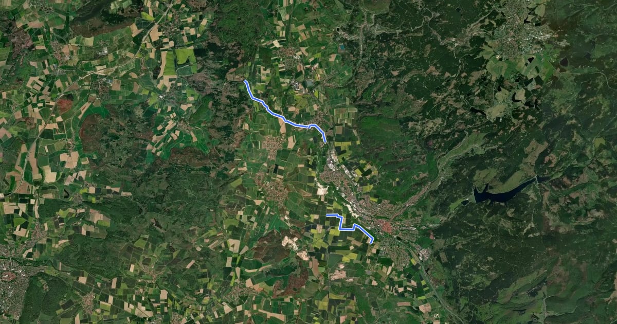 Маршрут Radroutennetz Landkreis GÖ V106 на спутниковом снимке