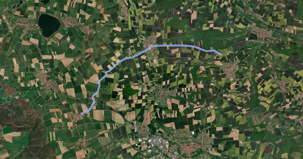 Маршрут Radroutennetz Landkreis GÖ V68 на спутниковом снимке