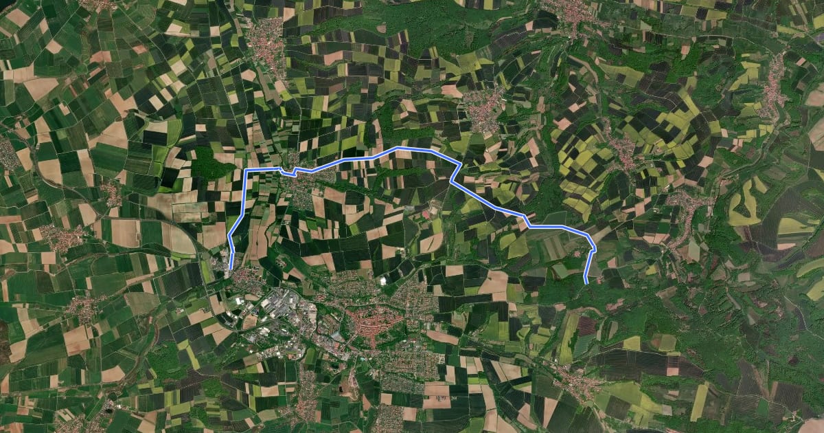 Маршрут Radroutennetz Landkreis GÖ V69 на спутниковом снимке