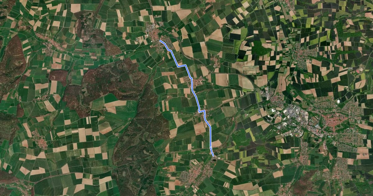 Маршрут Radroutennetz Landkreis GÖ V70 на спутниковом снимке
