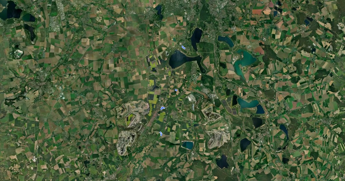 Маршрут Radroutennetz Landkreis Leipzig на спутниковом снимке