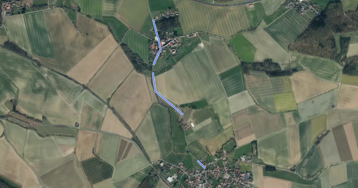 Маршрут Radroutennetz NOM (7A) - Harriehausen (8) на спутниковом снимке