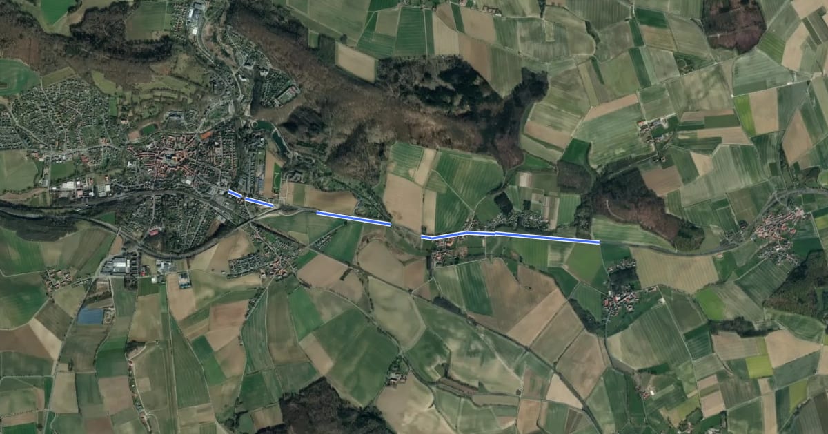 Маршрут Radroutennetz NOM Bad Gandersheim (4A) - Seboldshausen (7A) на спутниковом снимке