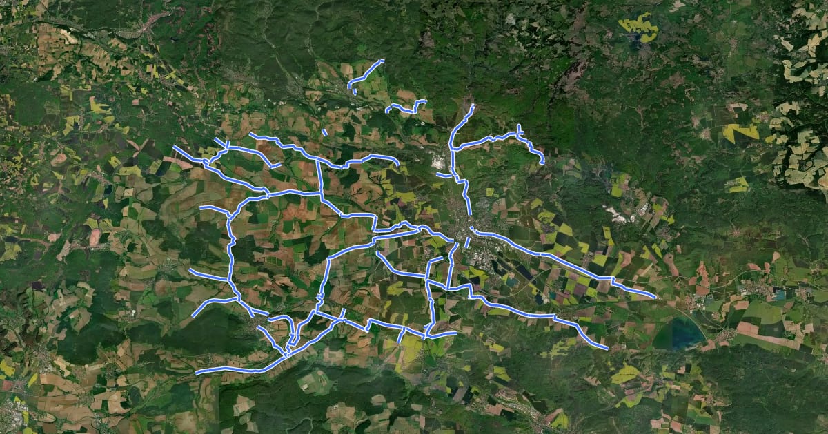 Маршрут Radroutennetz Nordhausen на спутниковом снимке