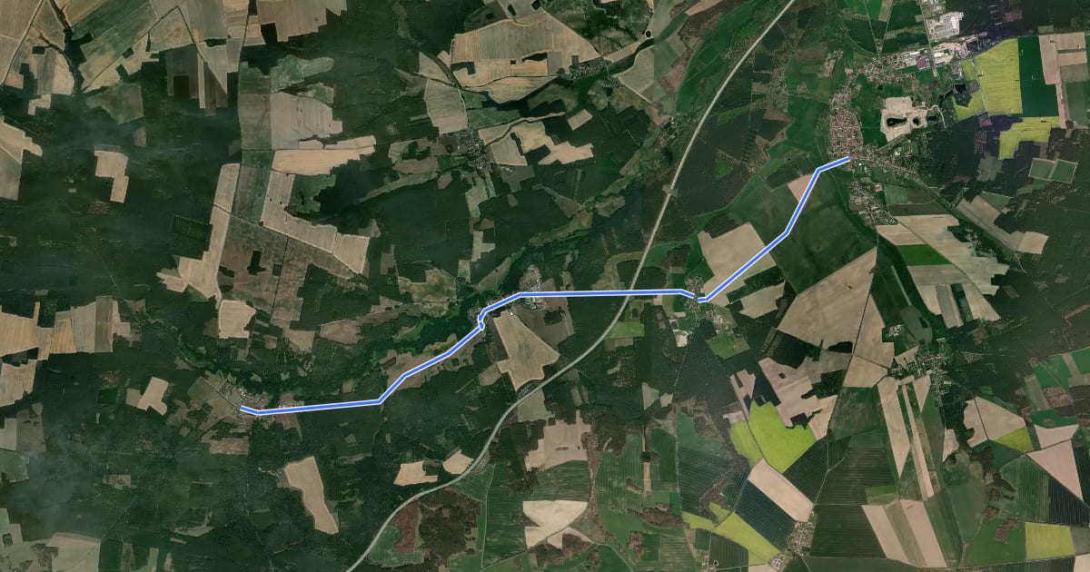Маршрут Radroutennetz Potsdam Mittelmark на спутниковом снимке