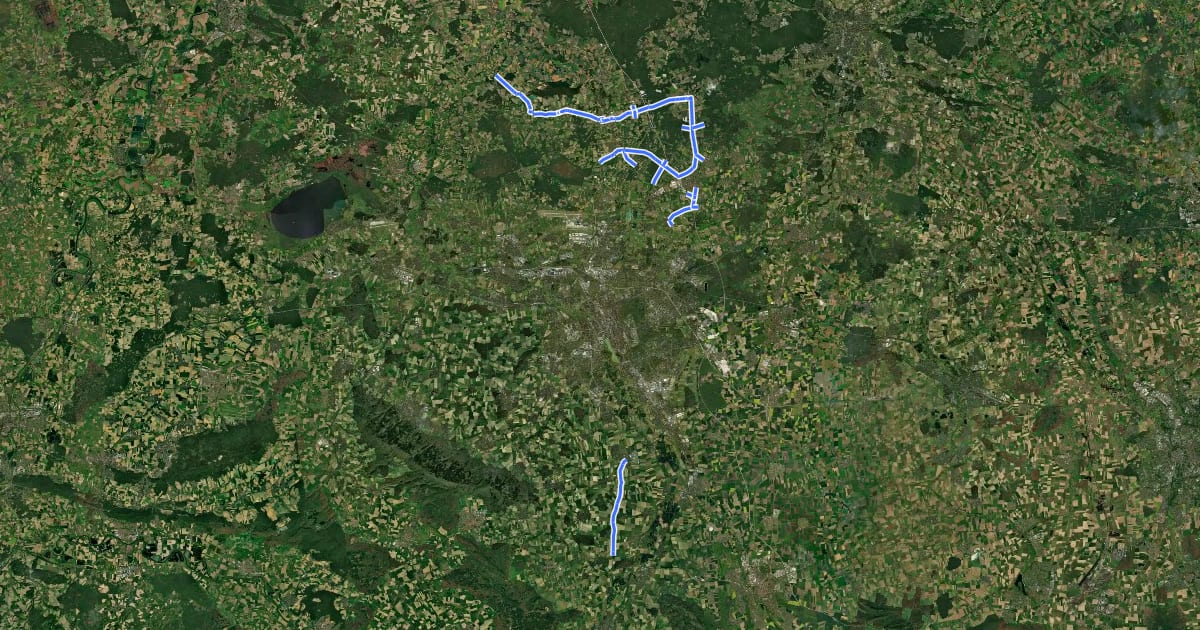 Маршрут Radroutennetz Region Hannover на спутниковом снимке