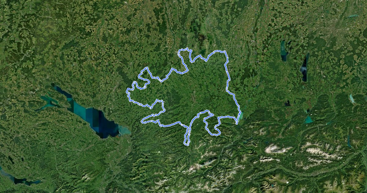 Маршрут Radrunde Allgäu на спутниковом снимке