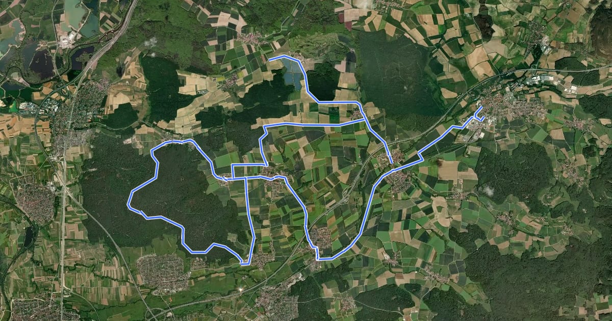 Маршрут Radrundwanderweg BA14 на спутниковом снимке