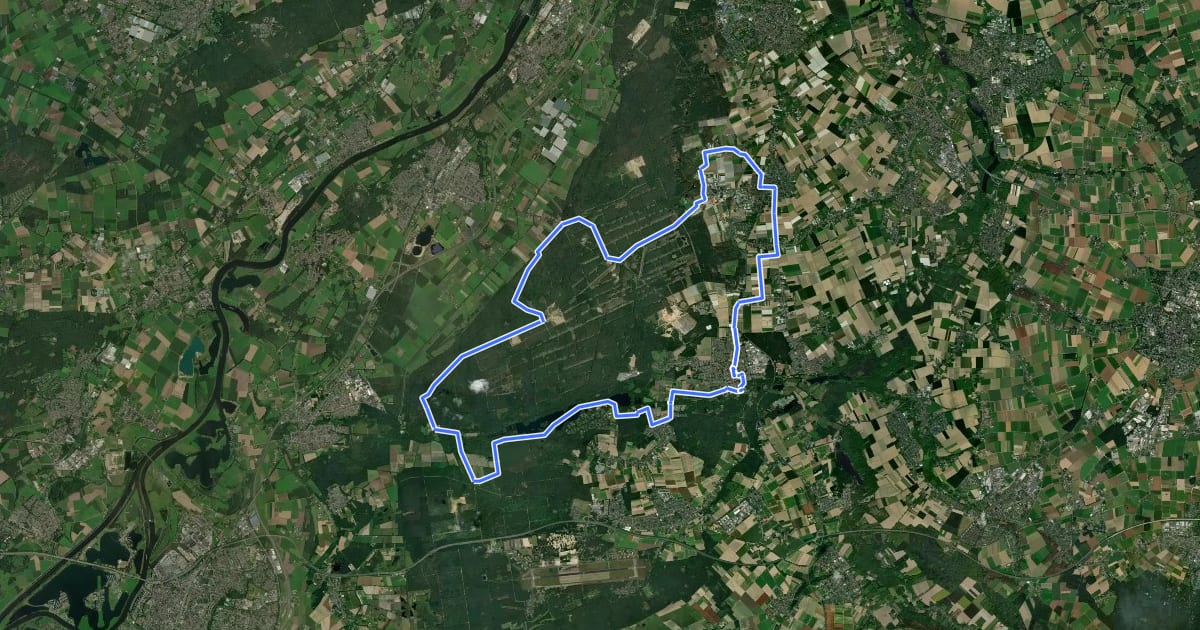 Маршрут Radrundwanderweg Brüggen на спутниковом снимке