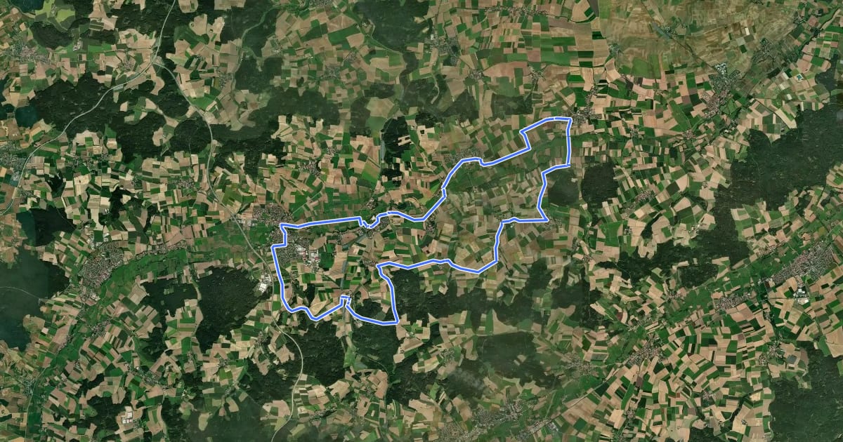 Маршрут Radrundwanderweg R6 Landkreis Regensburg на спутниковом снимке