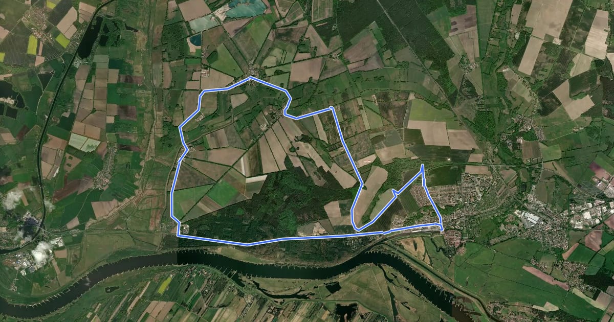 Маршрут Radrundweg 1 Boizenburg-Nostorf на спутниковом снимке