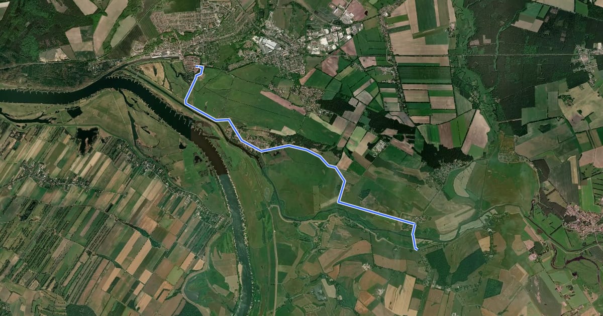 Маршрут Radrundweg 2 Teldau-Boizenburg на спутниковом снимке
