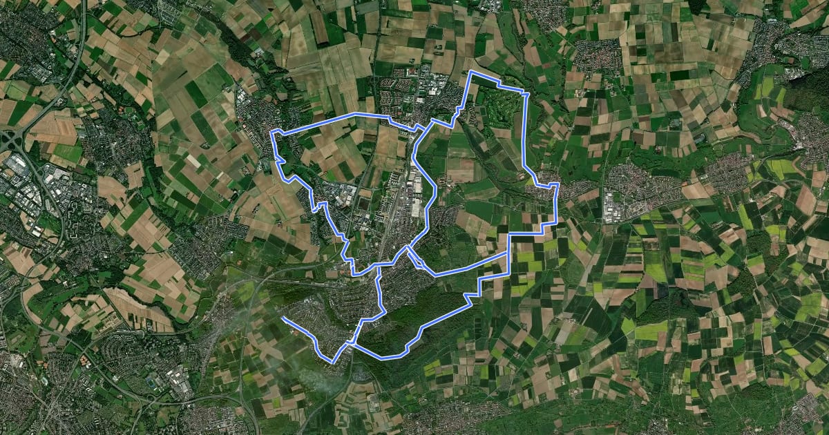 Маршрут Radrundweg Bad Vilbel на спутниковом снимке