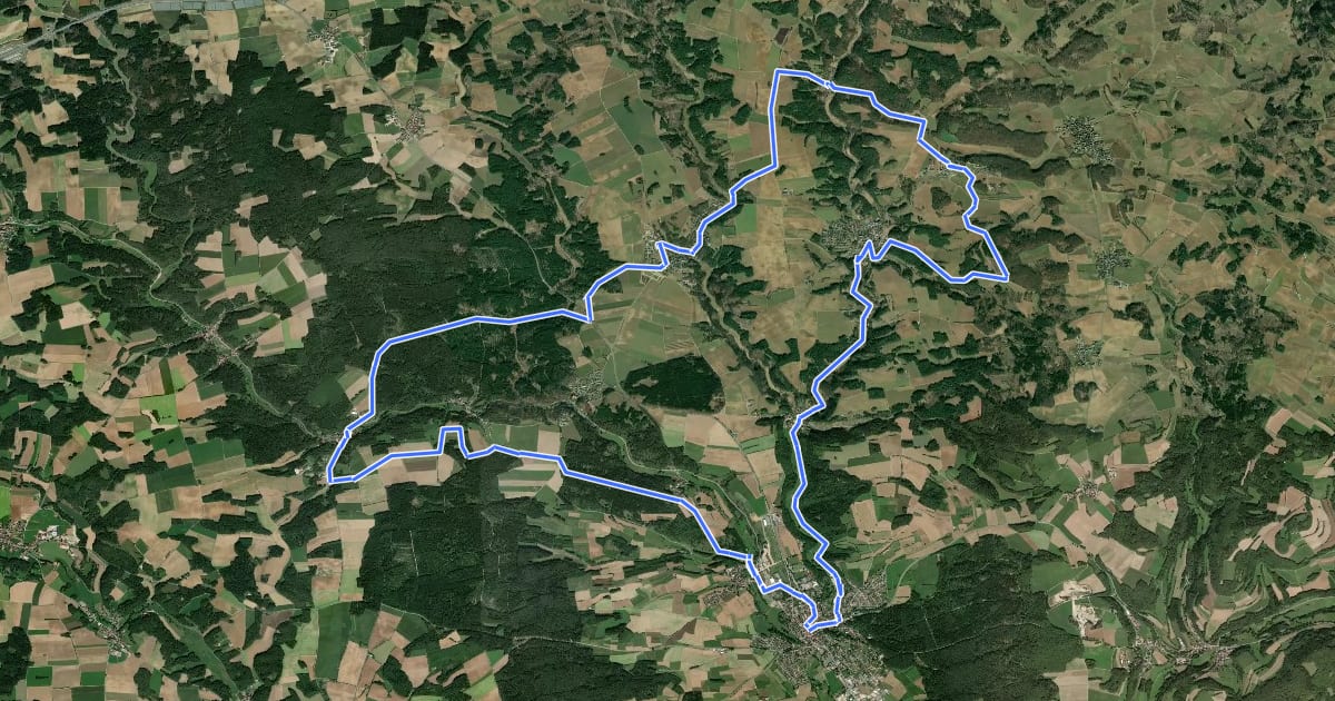 Маршрут Radrundweg Bayreuth BT 1 на спутниковом снимке