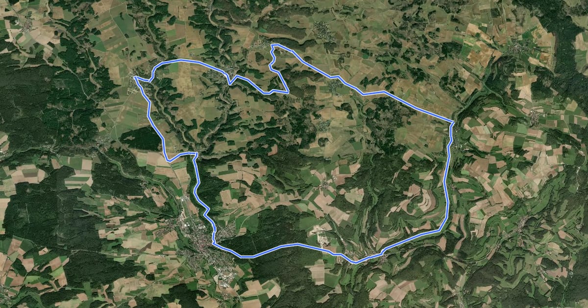 Маршрут Radrundweg Bayreuth BT 2 на спутниковом снимке