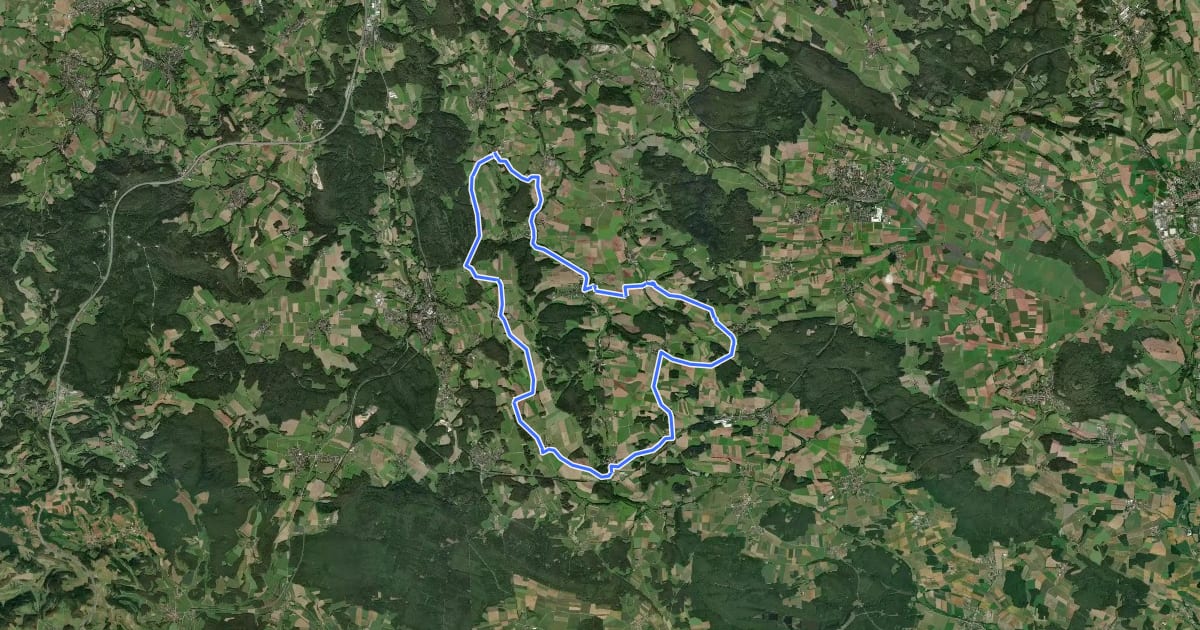 Маршрут Radrundweg Bayreuth BT 22 на спутниковом снимке