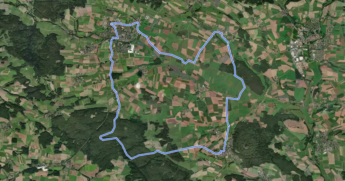 Маршрут Radrundweg Bayreuth BT 24 на спутниковом снимке