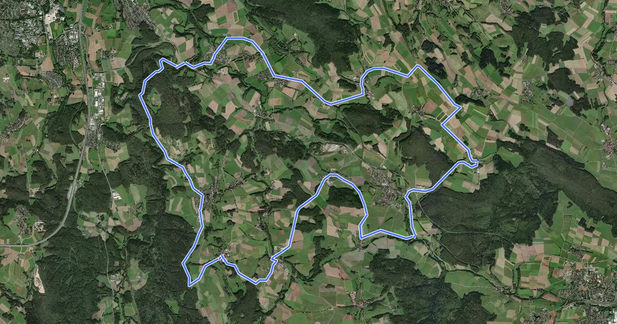 Маршрут Radrundweg Bayreuth BT 25 на спутниковом снимке