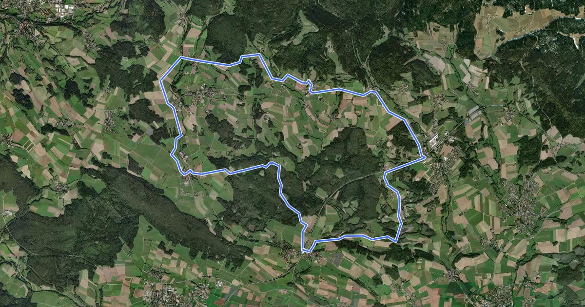 Маршрут Radrundweg Bayreuth BT 26 на спутниковом снимке