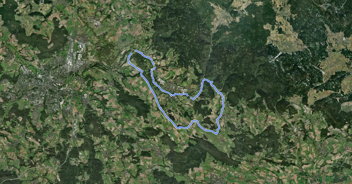 Маршрут Radrundweg Bayreuth BT 27 на спутниковом снимке