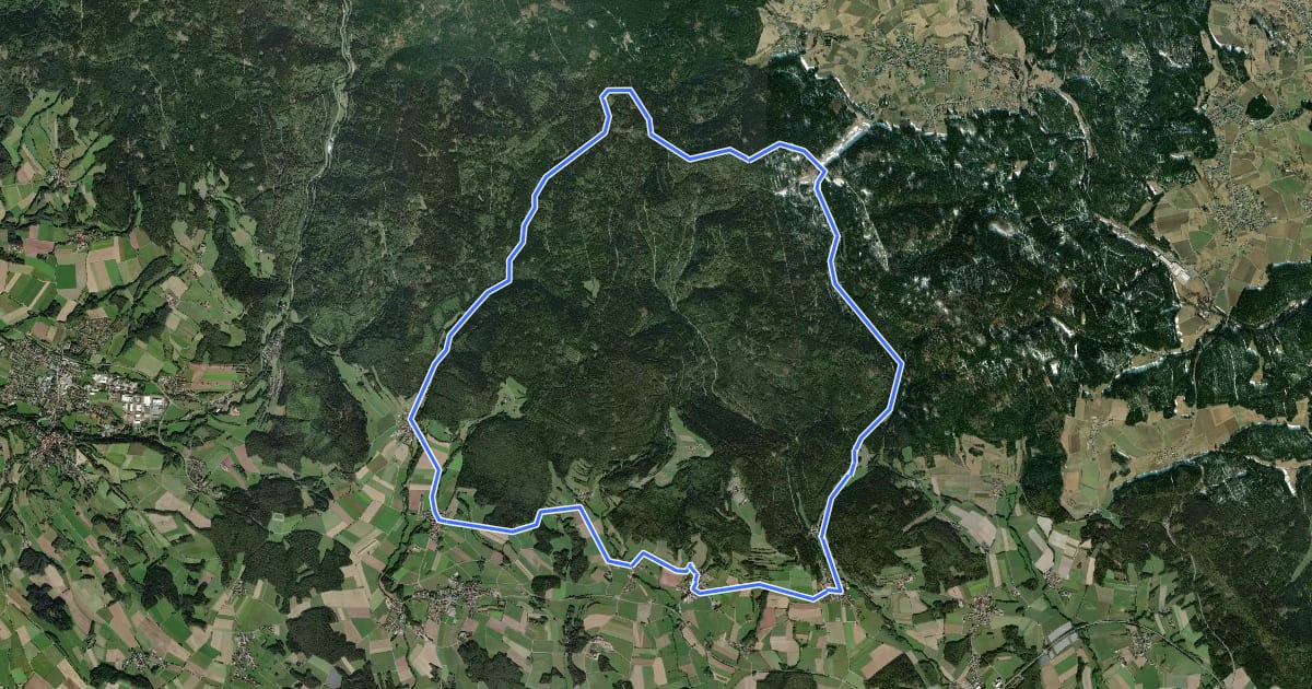 Маршрут Radrundweg Bayreuth BT 28 на спутниковом снимке