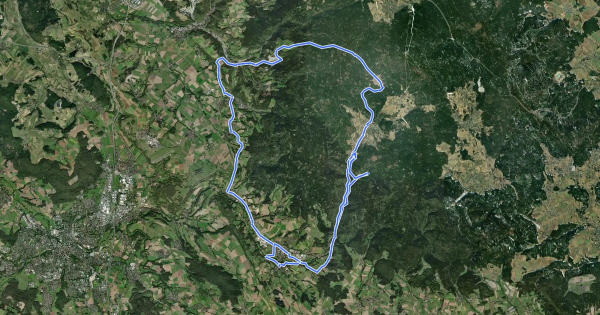 Маршрут Radrundweg Bayreuth BT 30 на спутниковом снимке