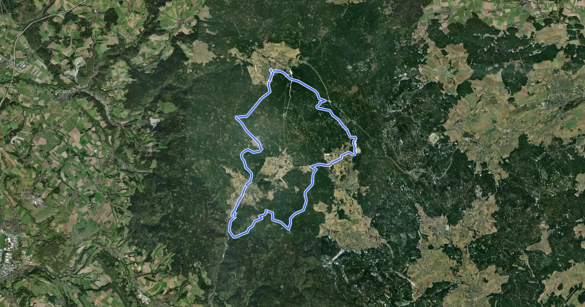 Маршрут Radrundweg Bayreuth BT 31 на спутниковом снимке