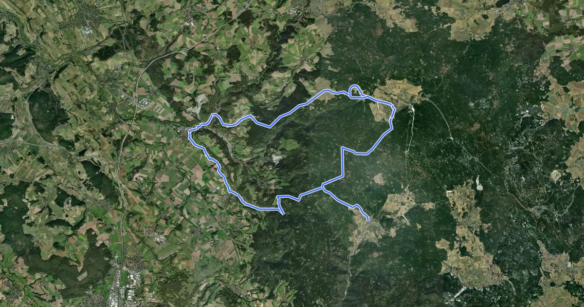 Маршрут Radrundweg Bayreuth BT 33 на спутниковом снимке