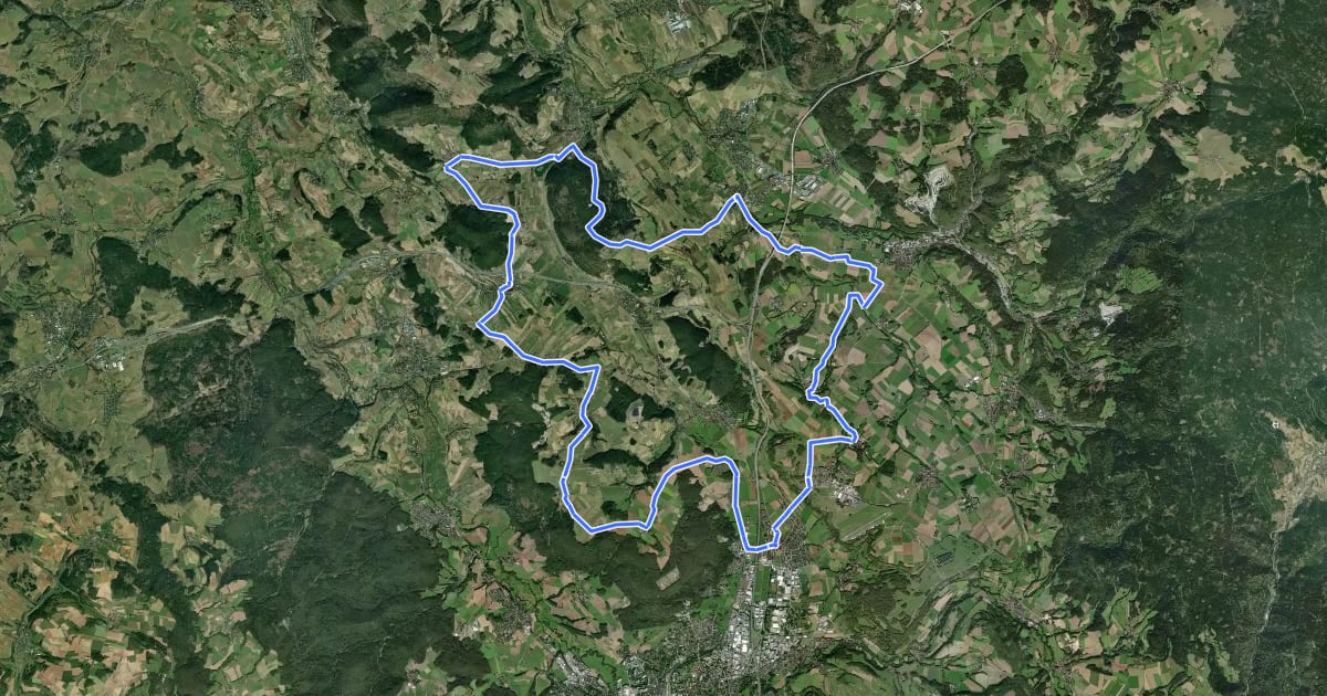 Маршрут Radrundweg Bayreuth BT 37 на спутниковом снимке