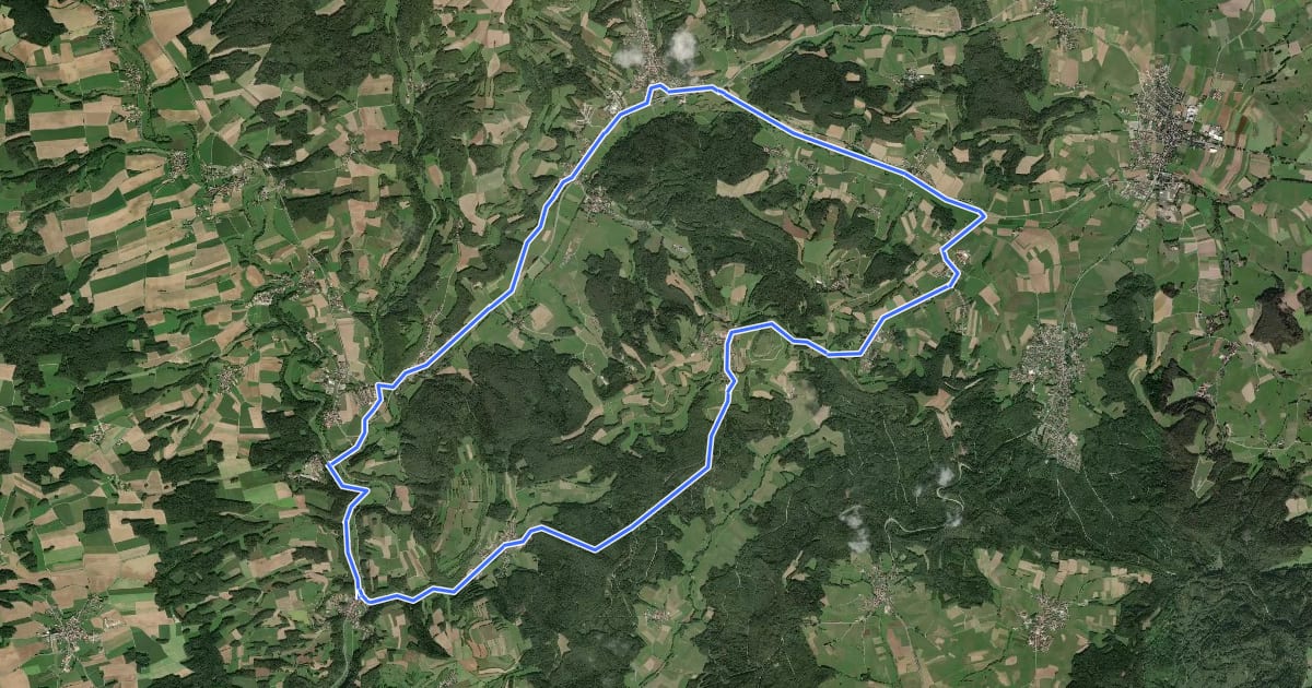Маршрут Radrundweg Bayreuth BT 5 на спутниковом снимке