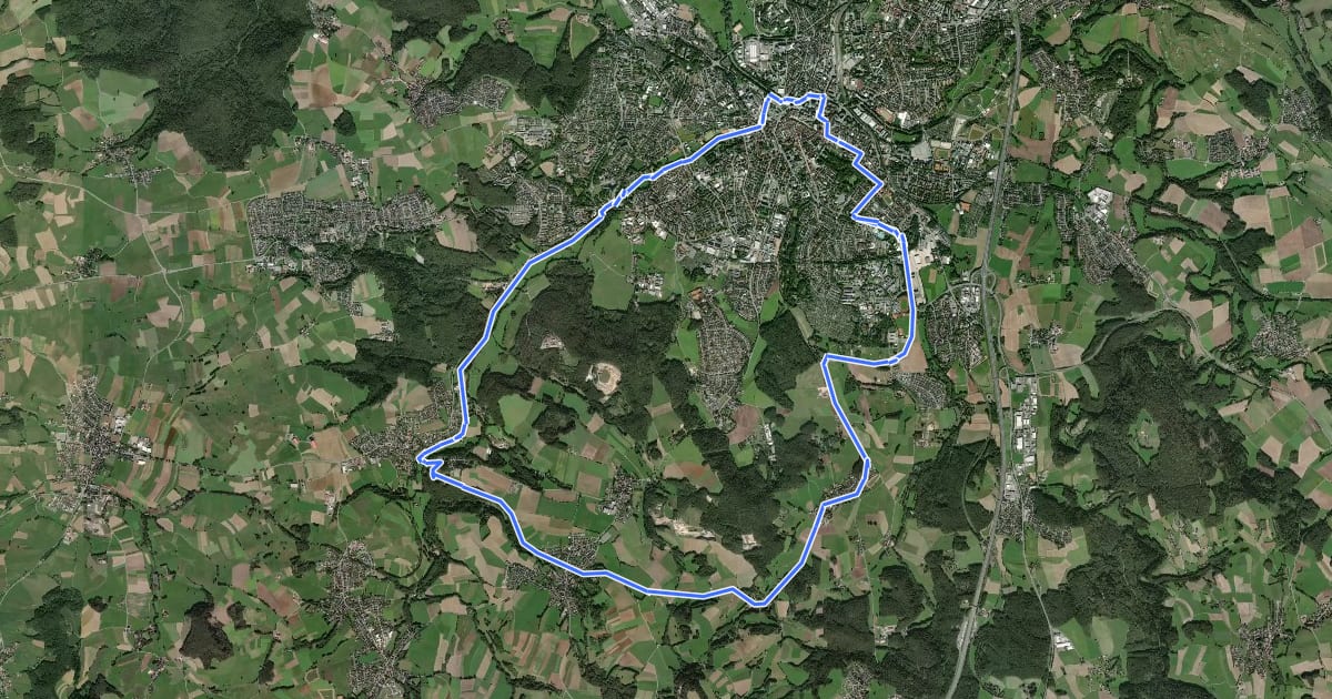 Маршрут Radrundweg Bayreuth BT 7 на спутниковом снимке