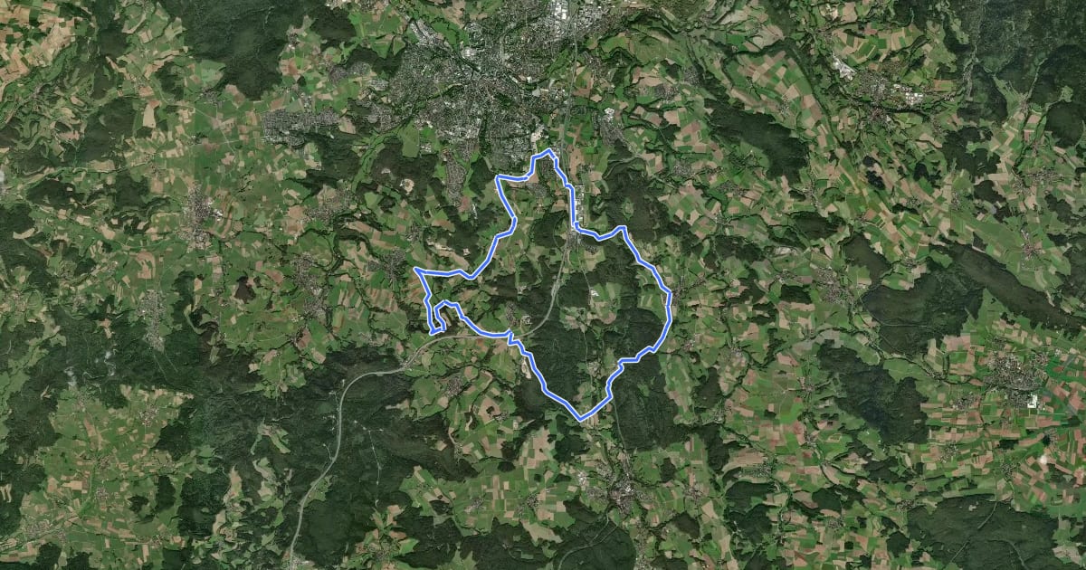 Маршрут Radrundweg Bayreuth BT 8 на спутниковом снимке