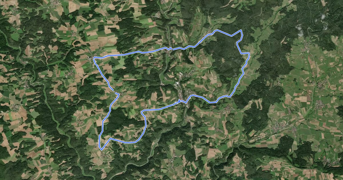 Маршрут Radrundweg Bayreuth BT 9 на спутниковом снимке