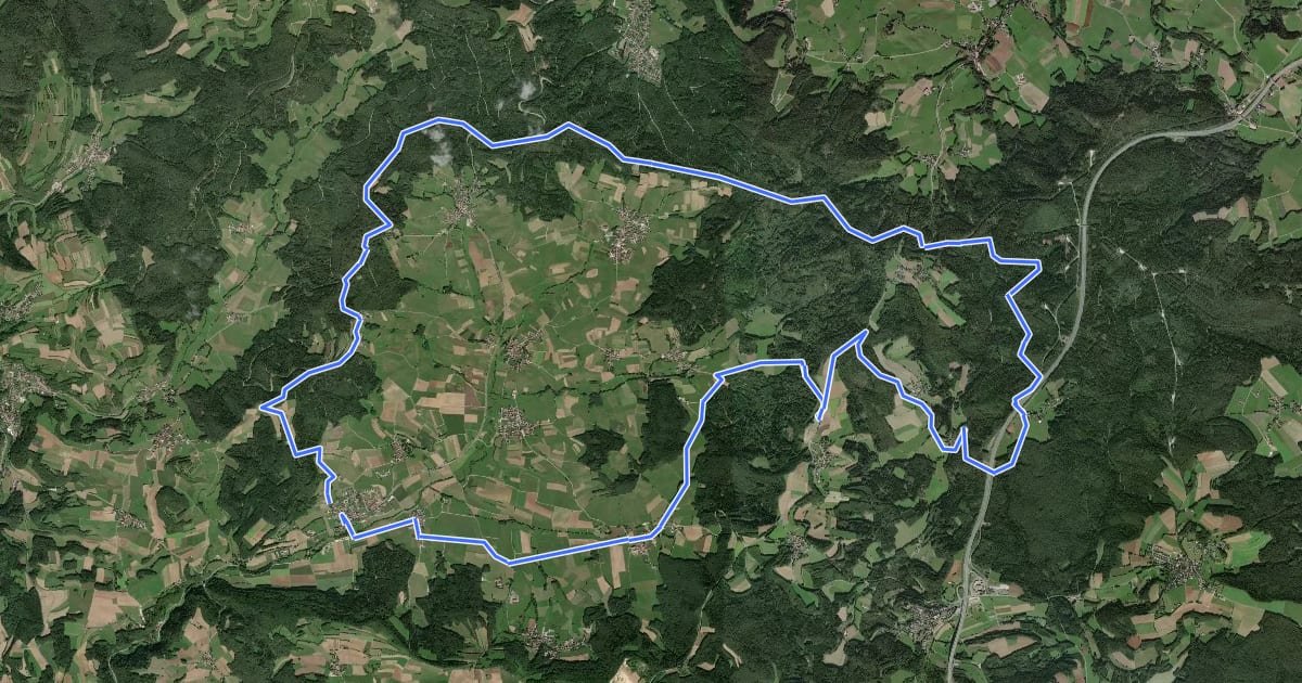 Маршрут Radrundweg Bayreuth BT10 на спутниковом снимке