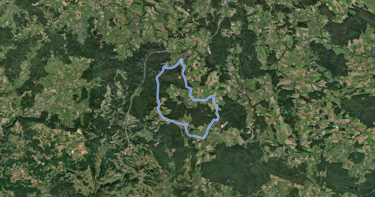 Маршрут Radrundweg Bayreuth BT11 на спутниковом снимке