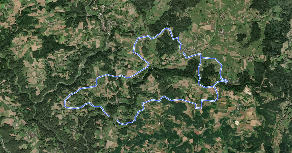 Маршрут Radrundweg Bayreuth BT12 на спутниковом снимке