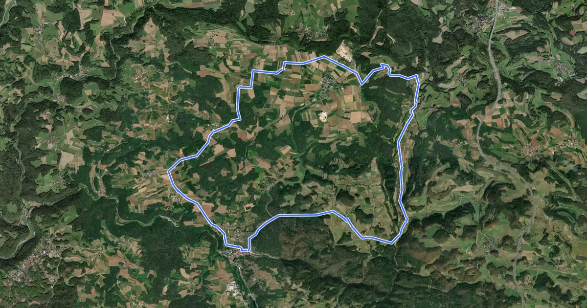 Маршрут Radrundweg Bayreuth BT13 на спутниковом снимке