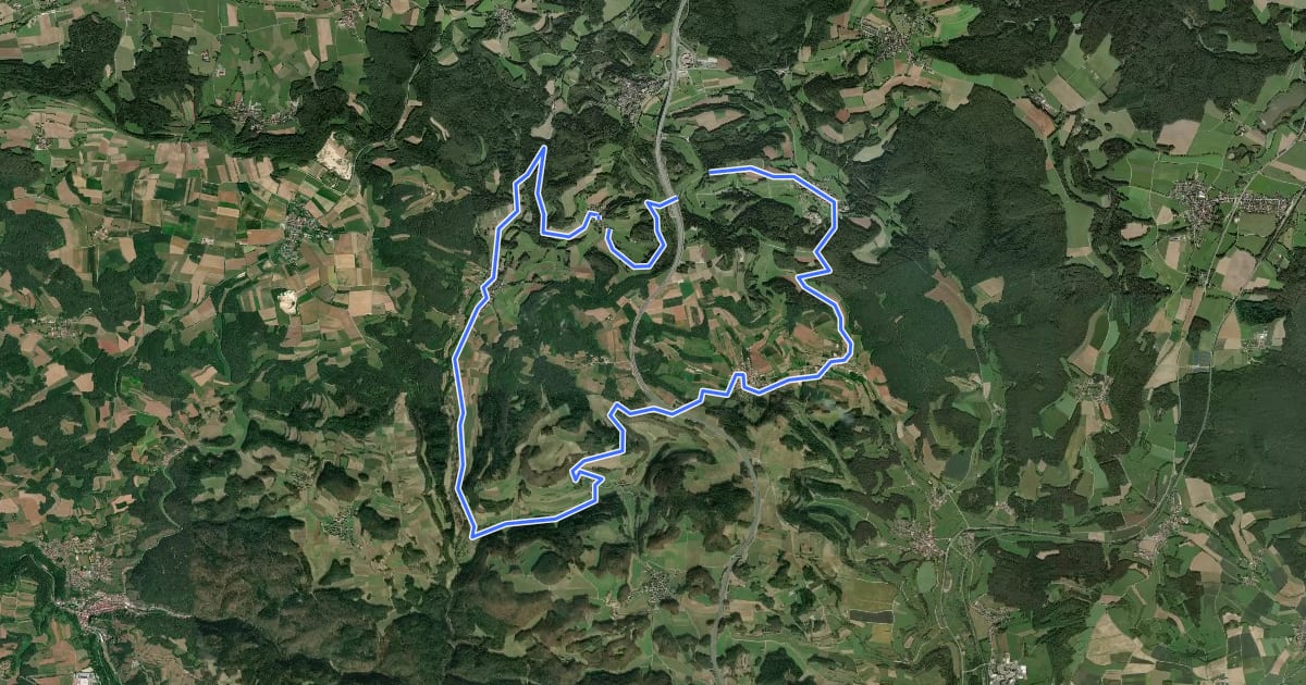 Маршрут Radrundweg Bayreuth BT14 на спутниковом снимке