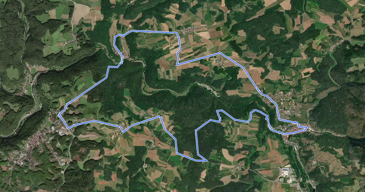Маршрут Radrundweg Bayreuth BT15 на спутниковом снимке